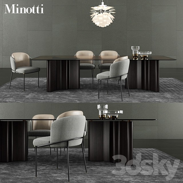 Minotti Lou Dining Table & Fil Noir Dining Chair
