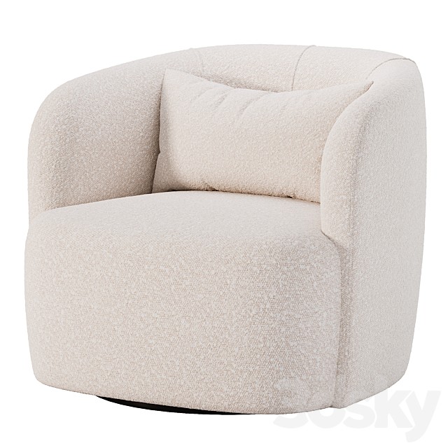Poly Blend Bouble Fabric Upholstered Swivel Armchair
