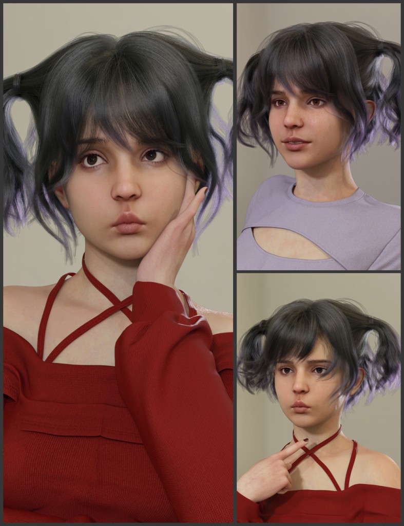 dForce Quenby Hair and MB Quenby for Genesis 9 Feminine