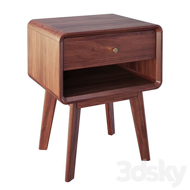 Homary Rustic Walnut Wooden Nightstand 1