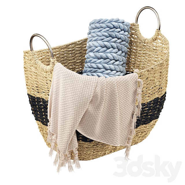 Litton Lane - Seagrass Handmade Two Toned Storage Basket with Metal Handles