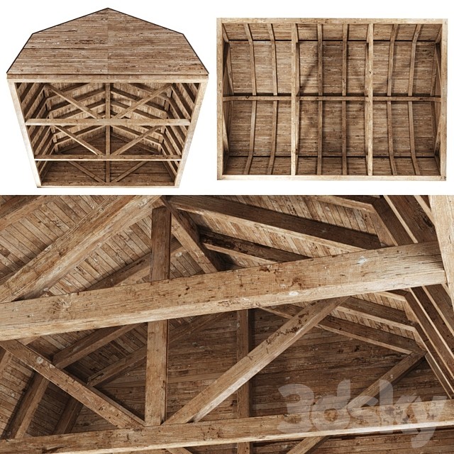 Wooden Ceiling V13 / Wooden Ceiling with Beams