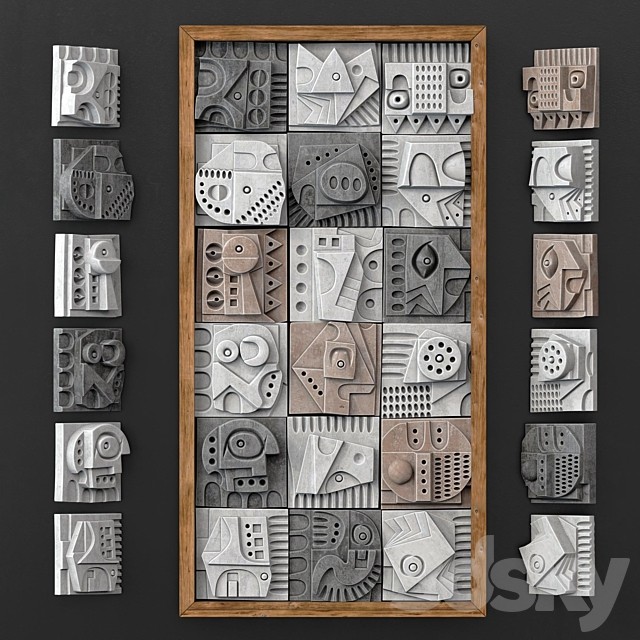Panel Medium decorative cube Hieroglyphs n6 / Panel medium hieroglyphs
