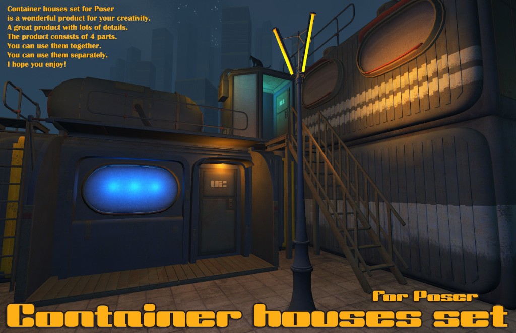 Container Houses Set for Poser