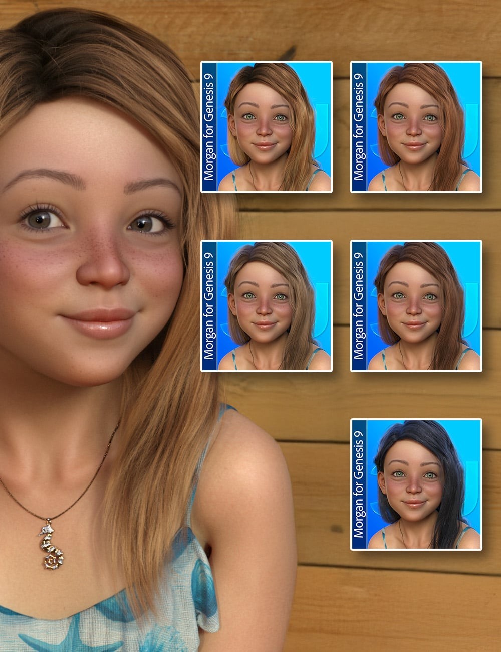 Morgan Female Hair with dForce for Genesis 9