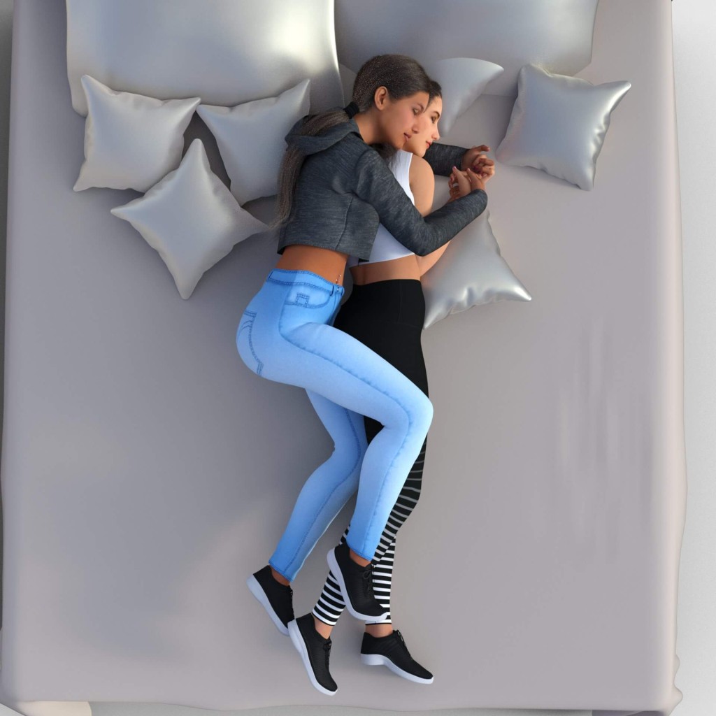 Cute Lesbian Couple Pose Set Four for Genesis 8 Female