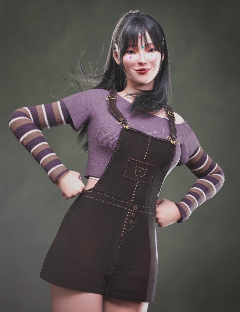 dForce LA Overalls Outfit for Genesis 9 and 8 Female