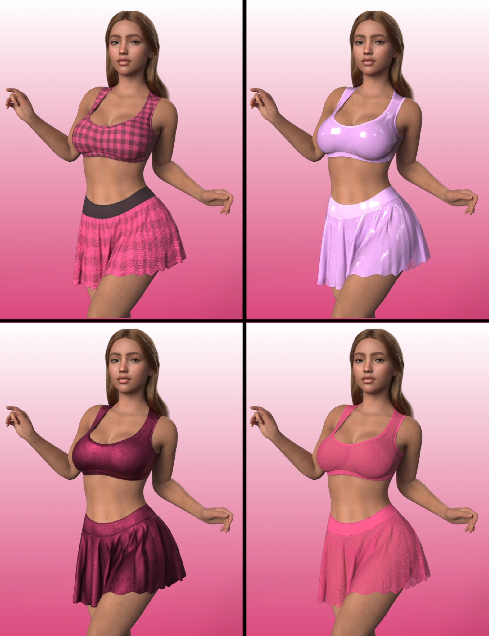 LZY dforce Pleated Mini Skirt Set for G8F and G9