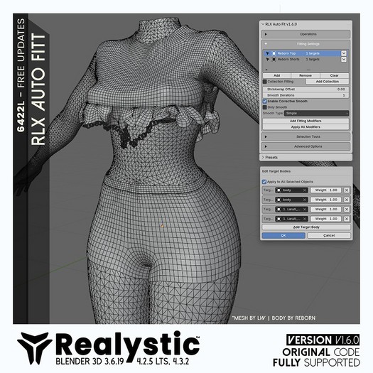 Auto Fit Mesh Clothing