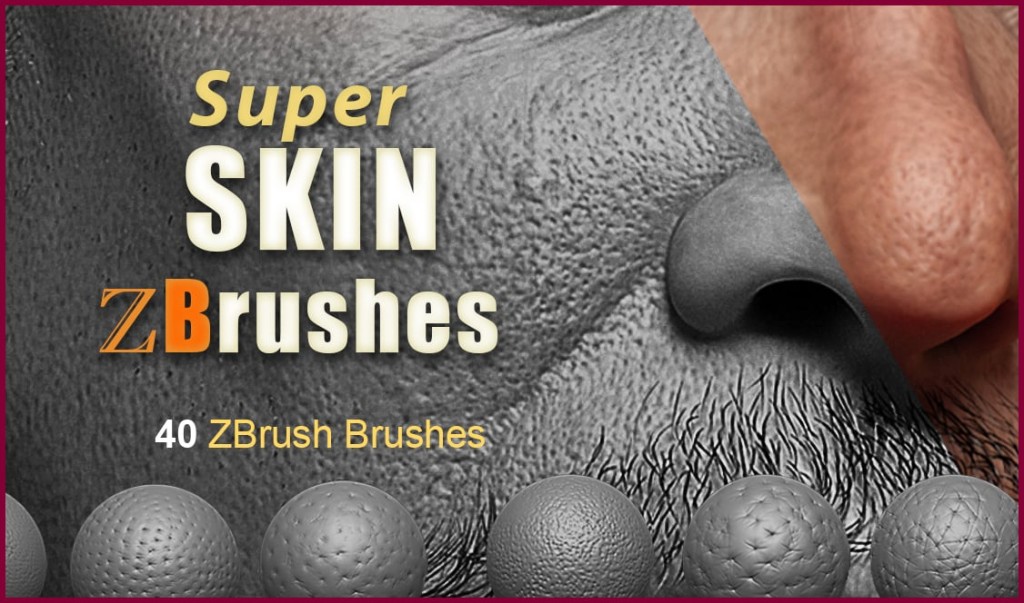 Super Skin - 41 ZBrush Brushes Set for realistic Human Skin // Fruits // Body Parts