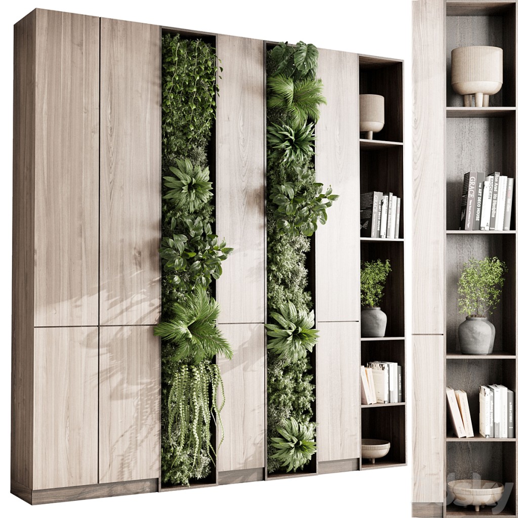Vertical Wall Garden With cabinet furniture of houseplants indoor 01