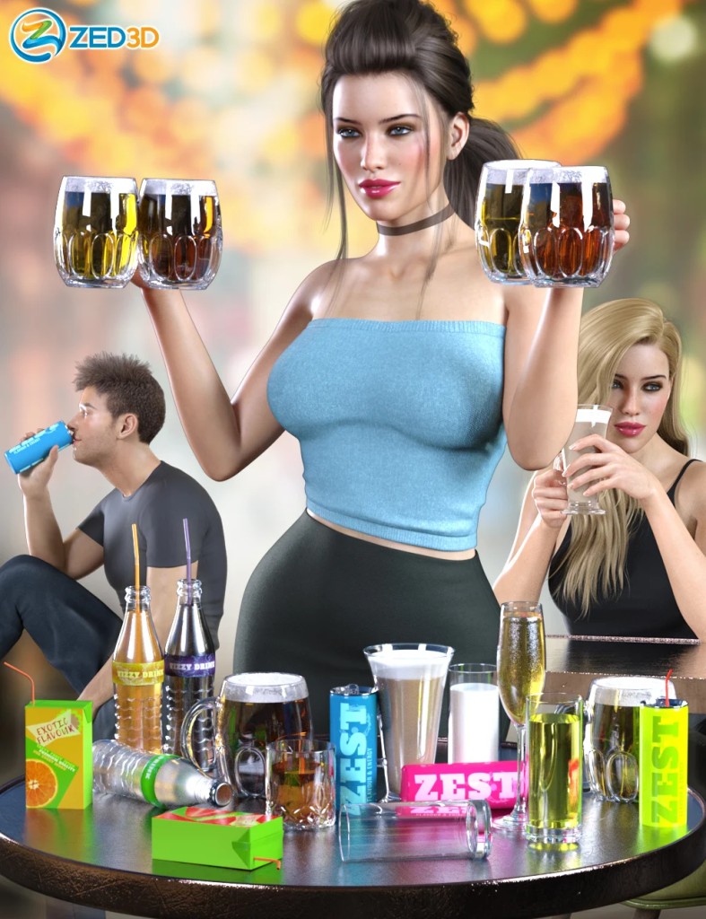 Z Drinks Aplenty Props and Poses for Genesis 8