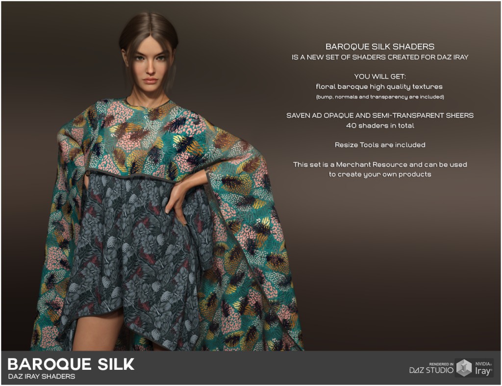 Daz Iray -  Baroque Silk 2D Graphics Merchant Resources Atenais