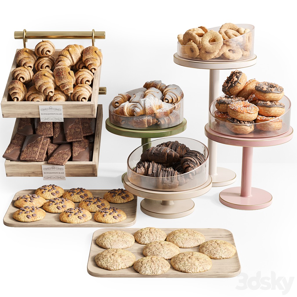 Set of sweets, pastries and cookies for cafes, restaurants