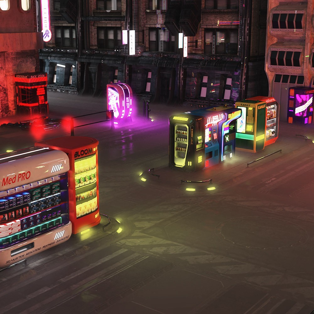 Animated Cyberpunk Vending Machines for Daz Studio