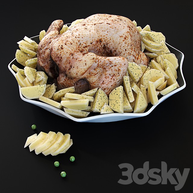 Chicken with potatoes.