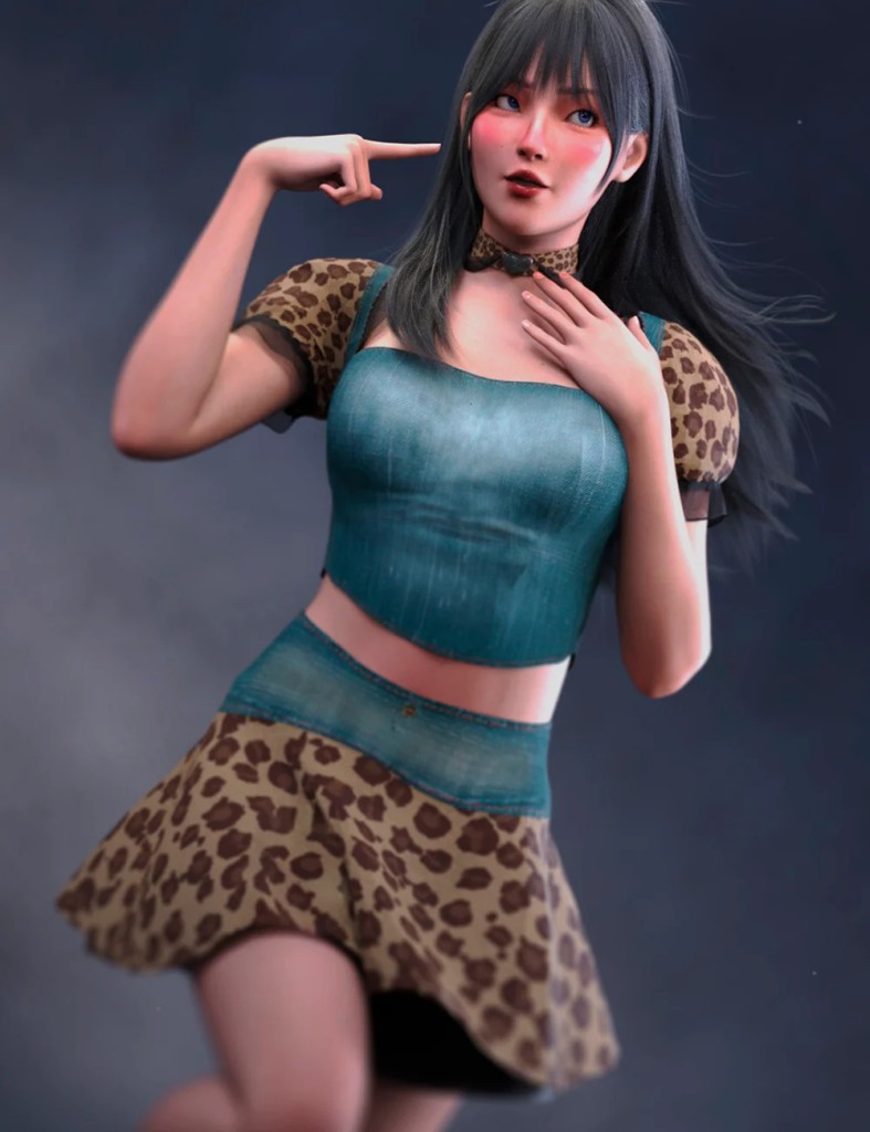 dForce LA Pom Pom Outfit for Female Genesis 9 and 8