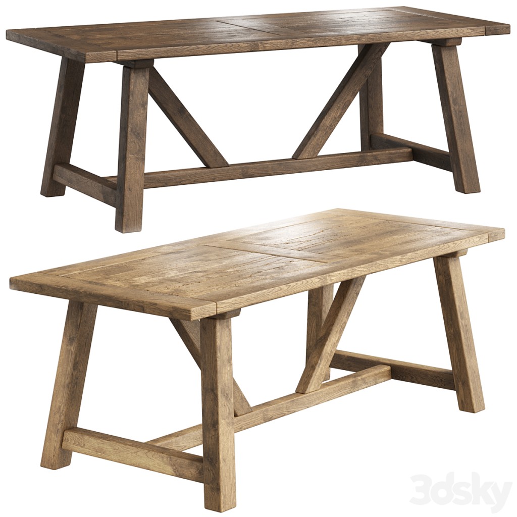 RECLAIMED RUSSIAN OAK TRESTLE DINING TABLE