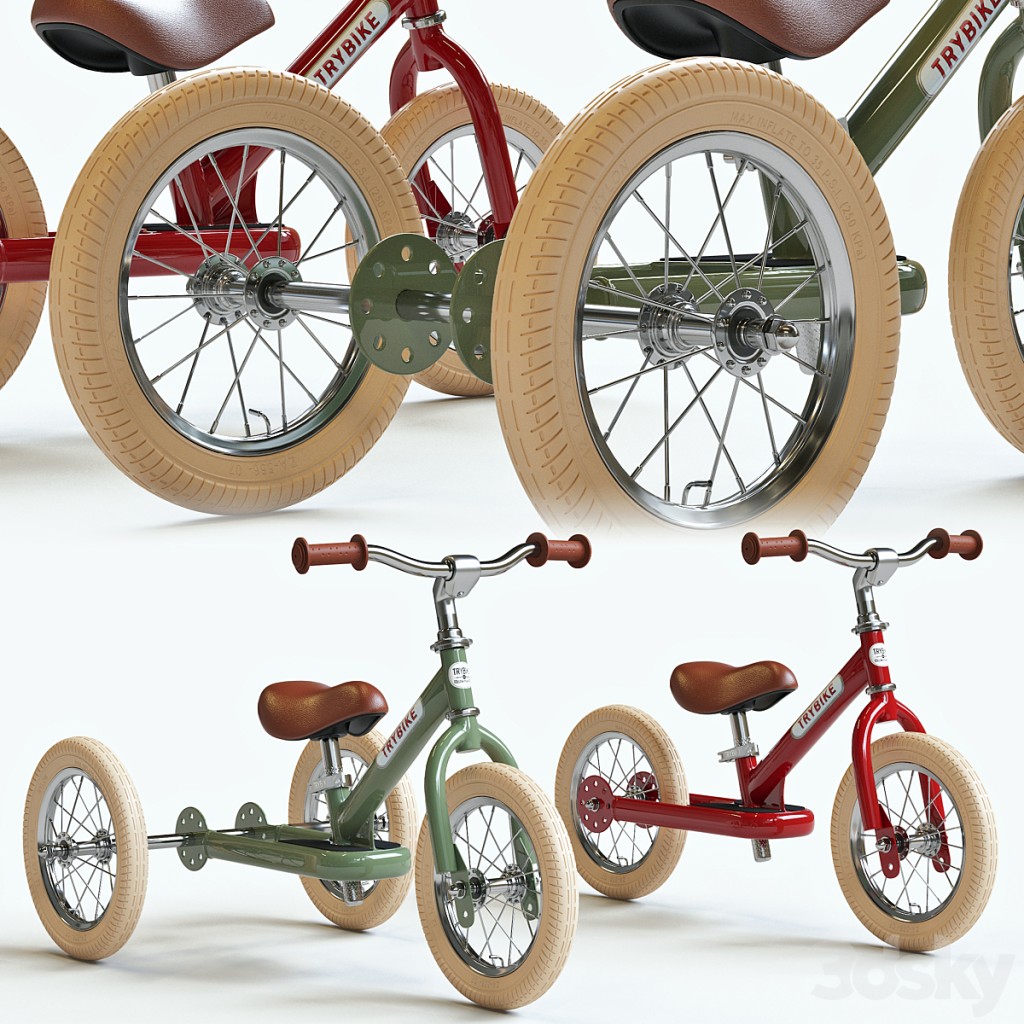 Trybike Tricycle et draisienne Acier 2-en-1 Vintage Bleu pétrole