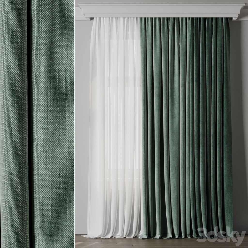 Low width curtains 04 set green