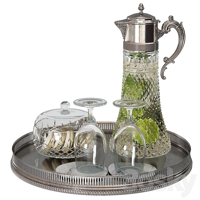 Tray with Vintage Decanter