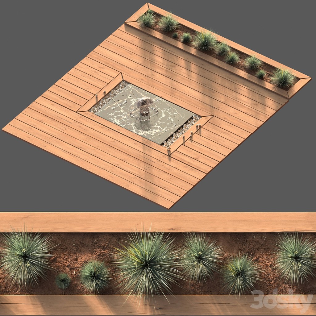 deck and fountain