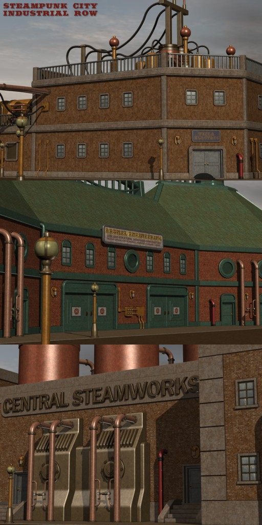 Steampunk City Industrial Row