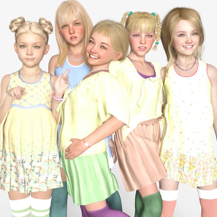 Q321 Bundle 04 – Five Characters – for Genesis 8 Female