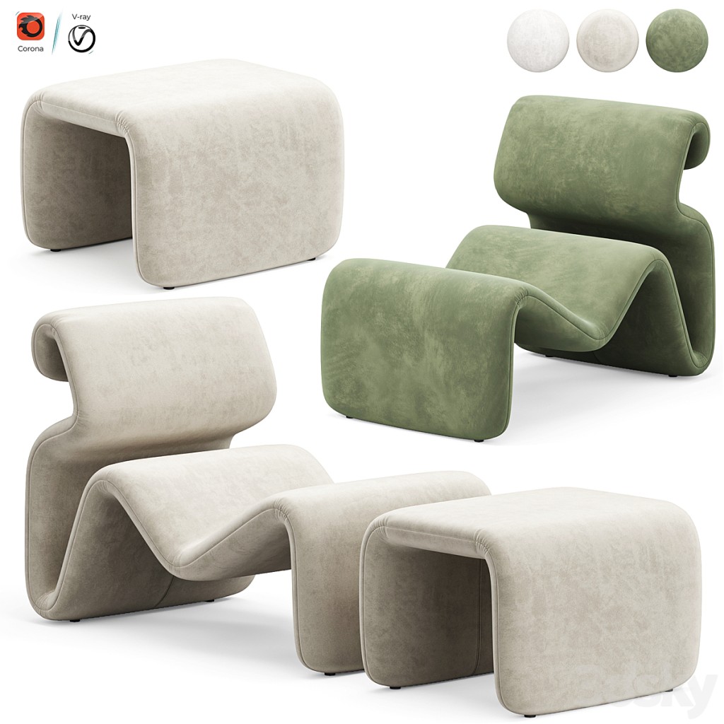 Artilleriet - Etcetera (Fabric Lounge Chair and Footstool)
