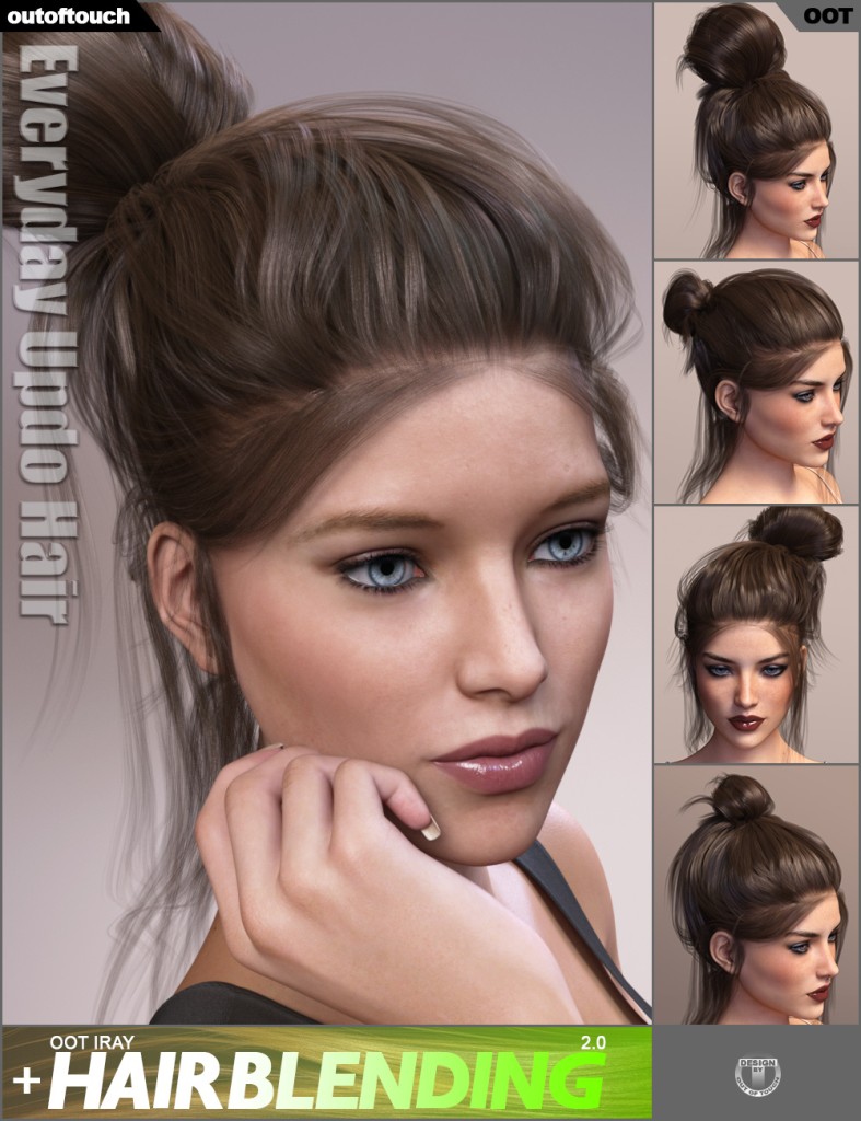 Everyday Updo Hair and OOT Hairblending 2.0 for Genesis 3 Female(s)