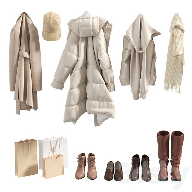 A set of clothes and shoes for the hallway