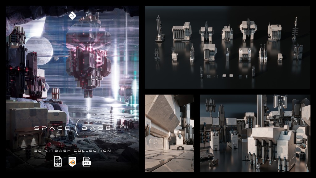 Space Base – Sci Fi Modules, Buildings & Environment Assets 3D Kitbash Pack