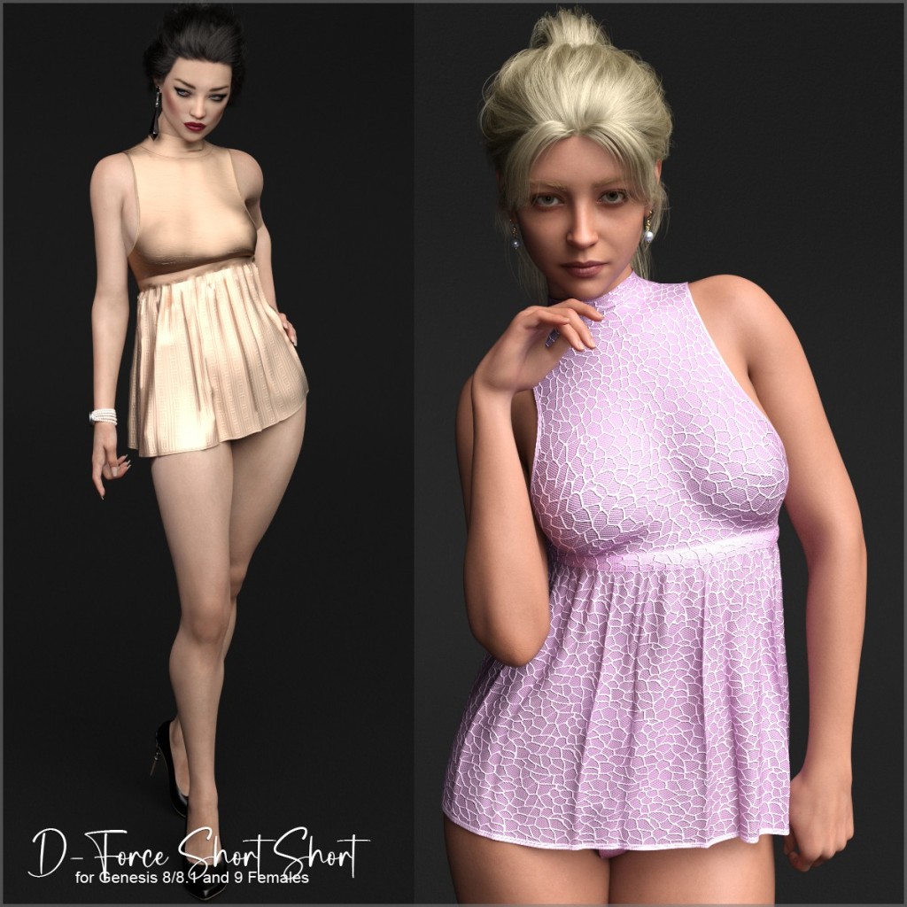 D-Force Short Short Dress for Genesis 8 and 9 Females