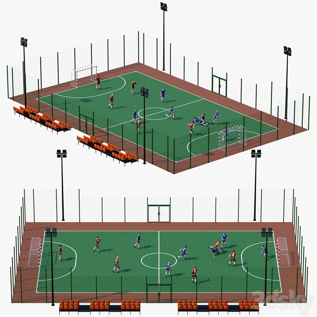 Football pitch with players