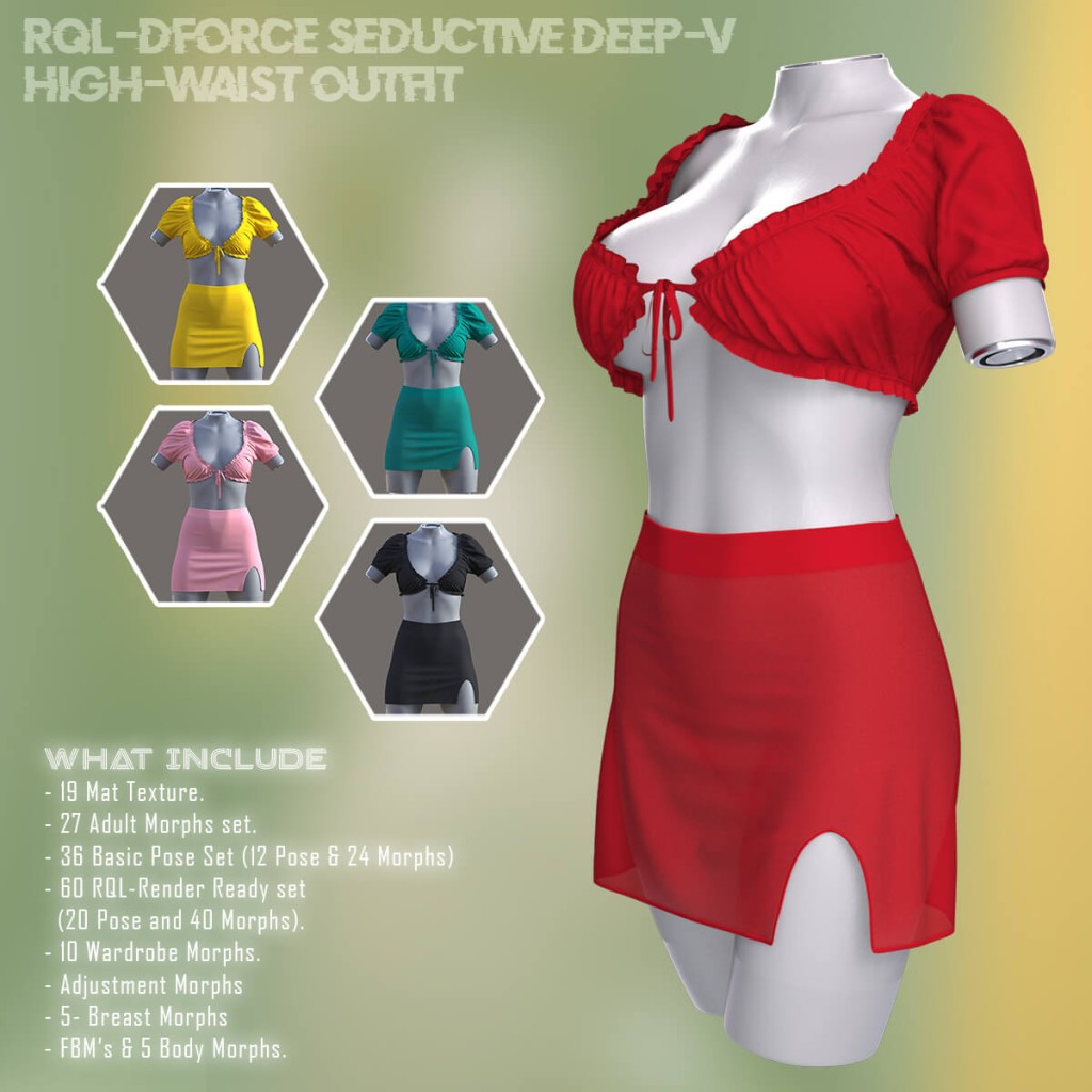 Rql-dForce Seductive Deep-V High-Waist Outfit for G8F