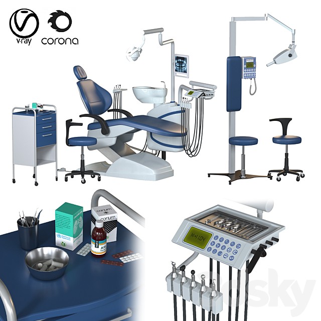 dental chair unit set (hospital equipment VOL 3)
