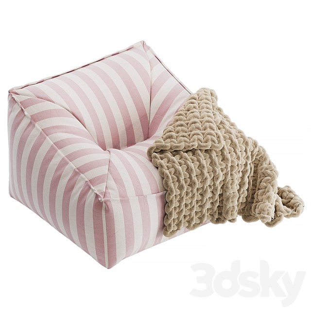 Cabana Stripe Mauve Chalk Modern Bean Bag Lounger