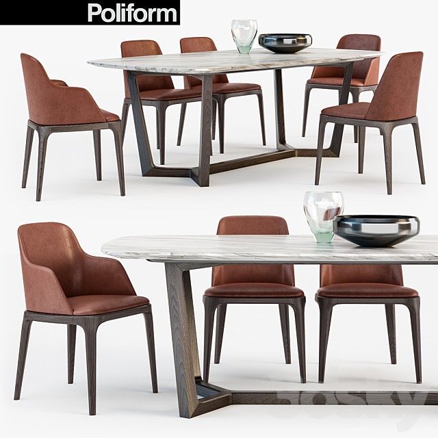 Poliform Grace chair Concorde table set3