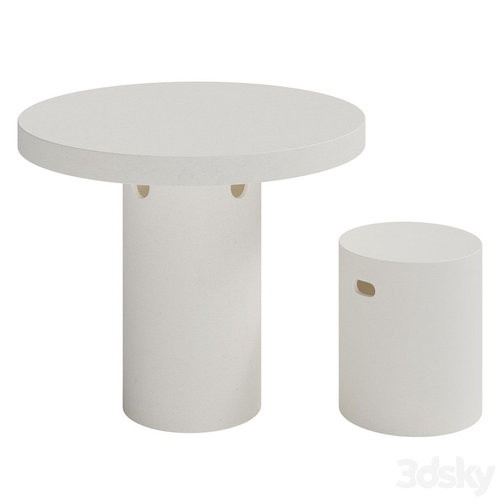 Kave Home Aiguablava round table and Aiguablava footrest