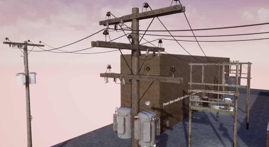 Procedural Utility Tower and Electric Meters UE4.26