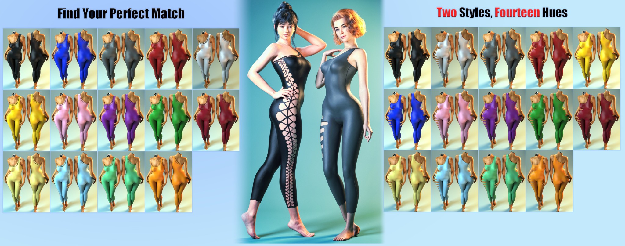 dForce XBit Side Openwork Bodysuit for Genesis 9, 8 and 8.1