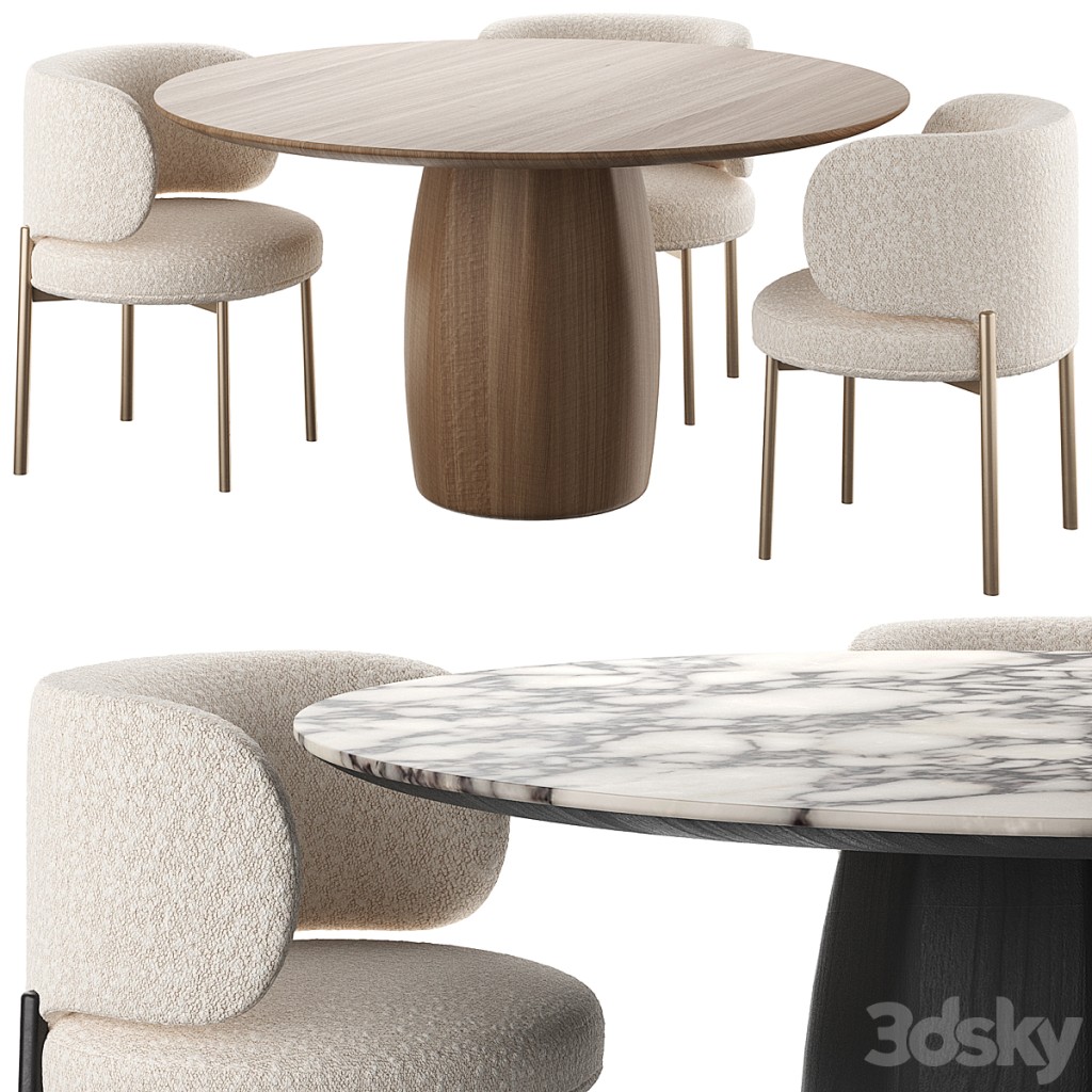 BARREL Dining Tables and Akiko Chair
