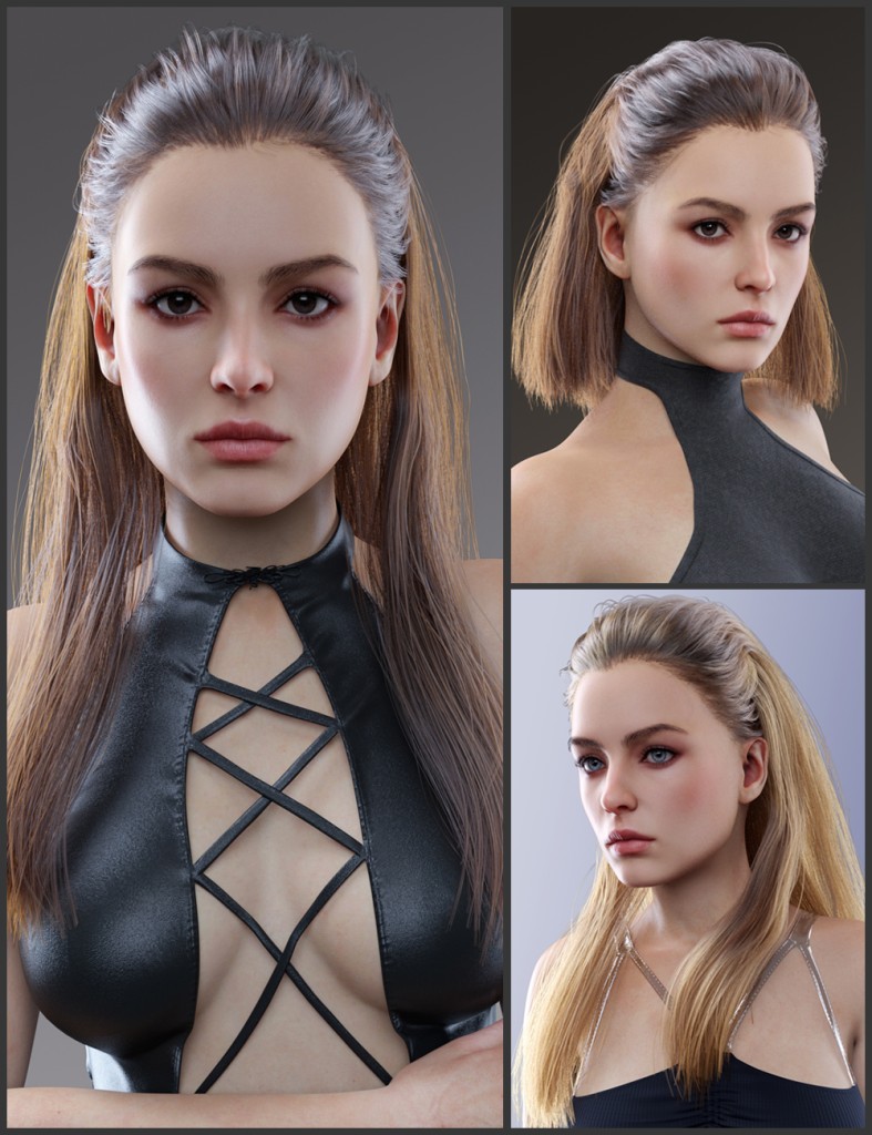 dForce Merja Hair and MB Merja HD for Genesis 9 Feminine