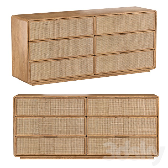 SANTIAGO CANE 6-DRAWER DRESSER