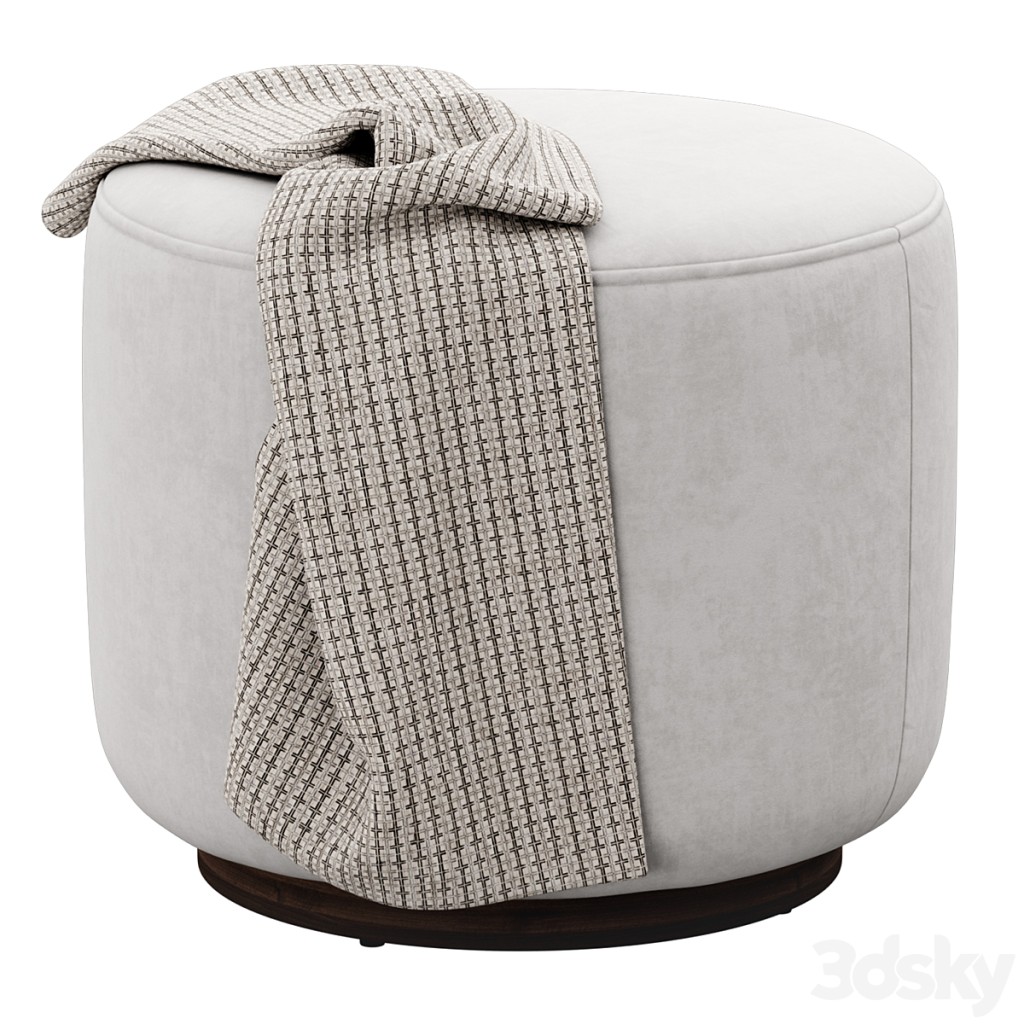 Sinclair Round Ottoman Whistler Oyster Suede by FourHands