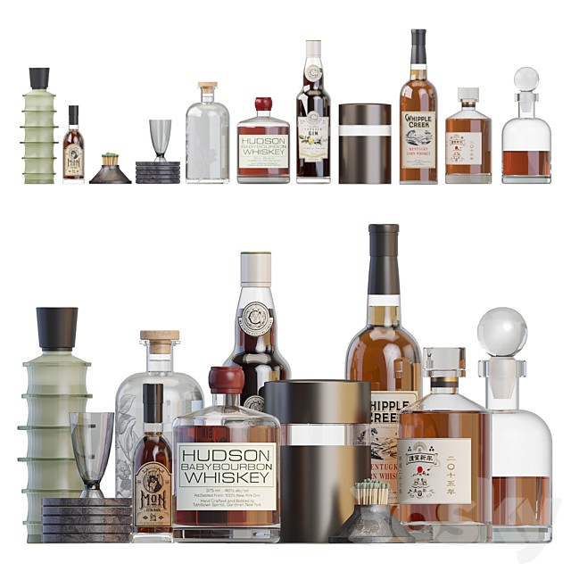 Decorative set of bottles for a bar