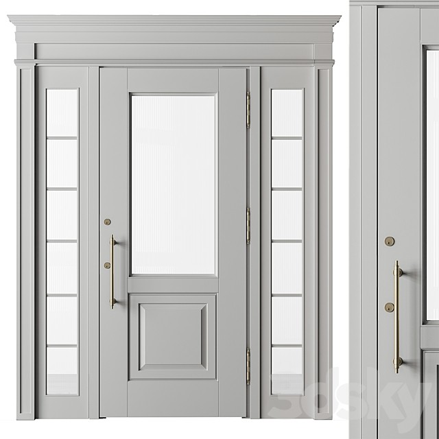 Wood and Glass Front Door - Set 79