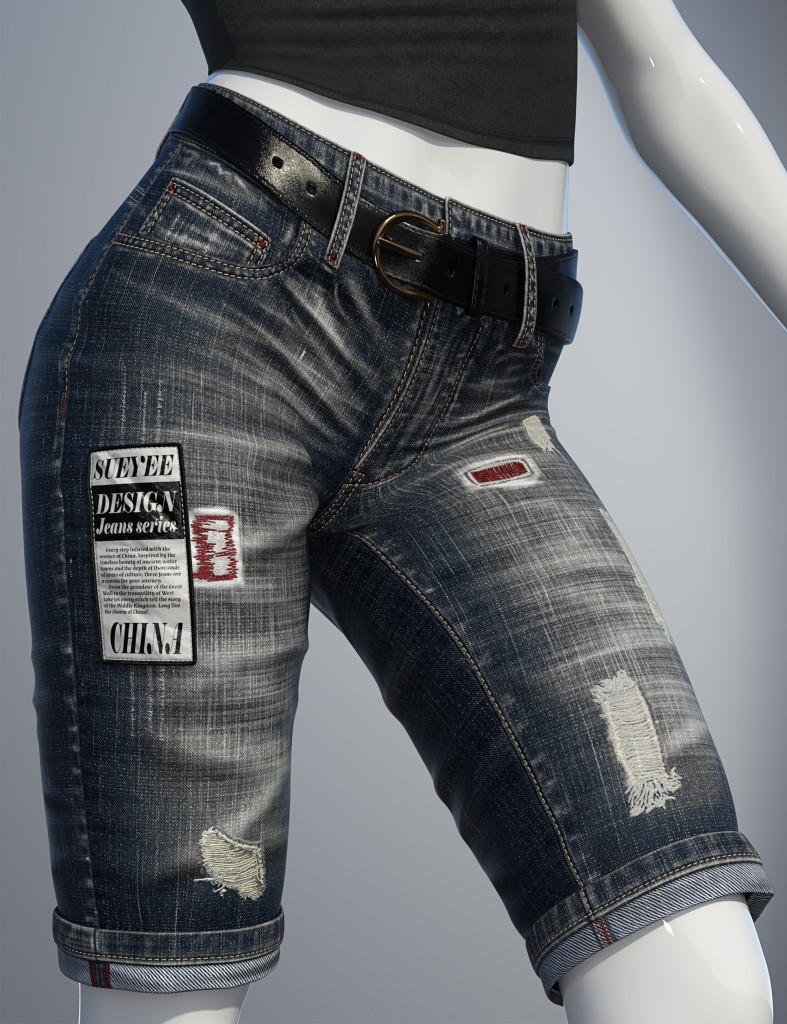 dForce SU Medium Length Jeans for Genesis 9, 8.1, and 8 Female