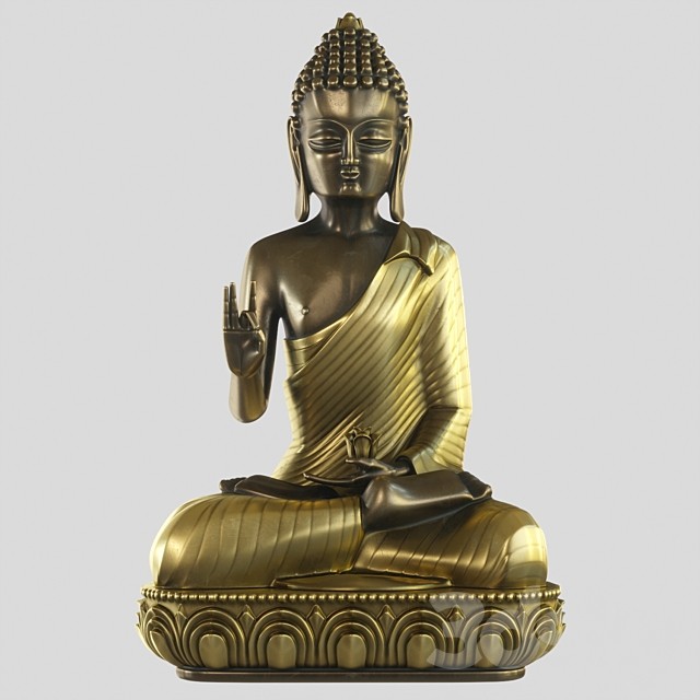 Meditating Buddha with lotus flower