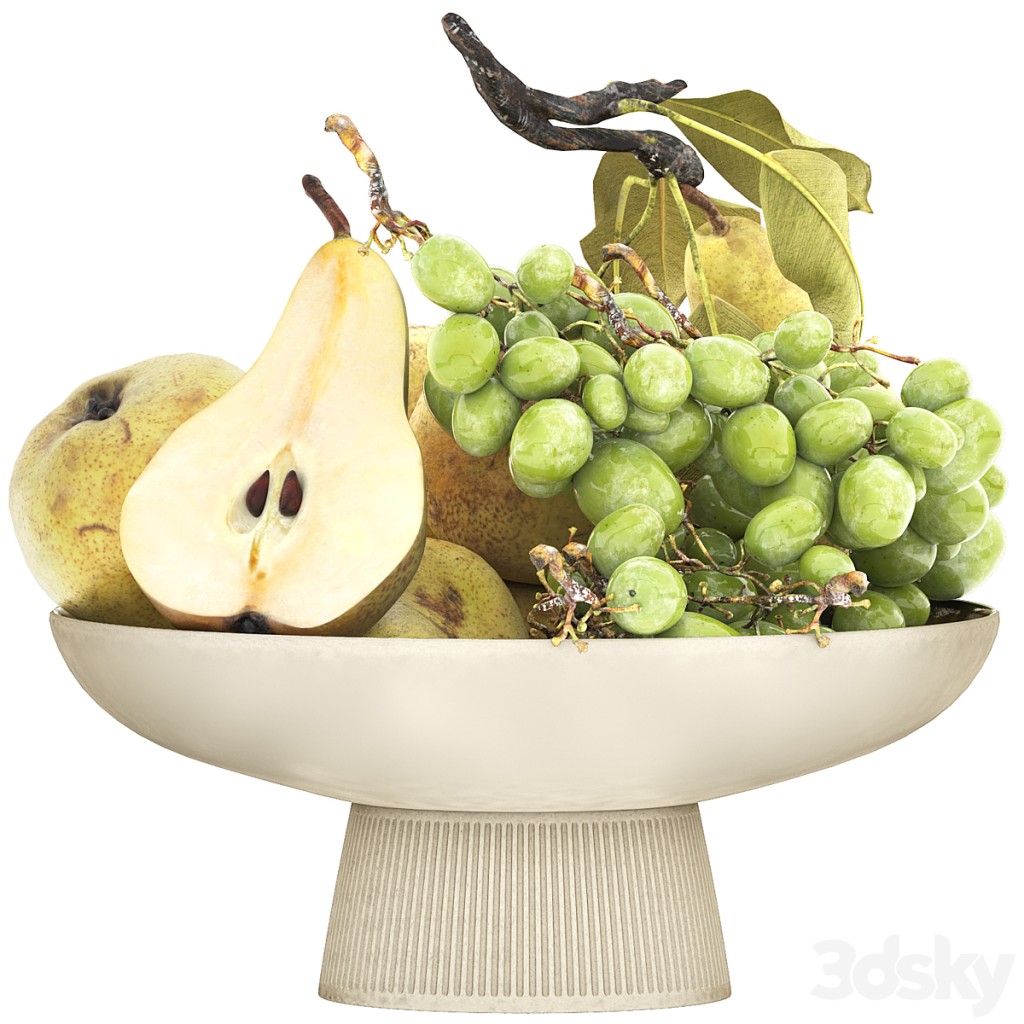 bowl of pears and grapes fruits